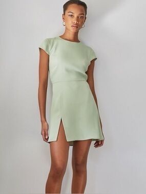 NWT Aritzia Babaton Hamptons Sage Green Midi Dress Minimalist Open Back Chic